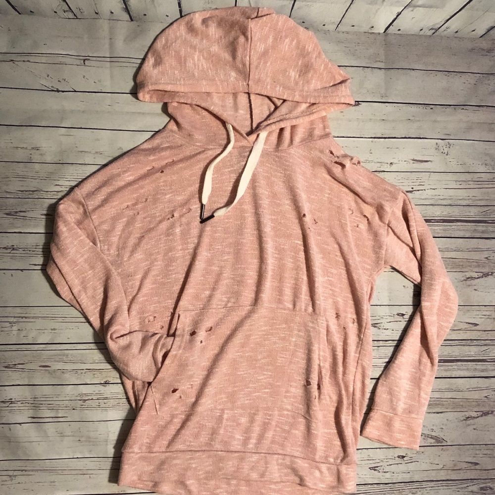Distressed style lightweight hoodie